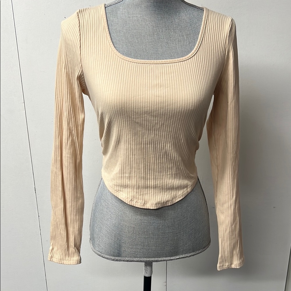 SHEIN Cream Long Sleeve Tee Top